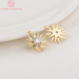 4PCS 15x16MM 24K Brass Zircon Star Pendants Charms Diy Jewelry Findings