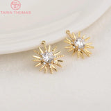 4PCS 15x16MM 24K Brass Zircon Star Pendants Charms Diy Jewelry Findings