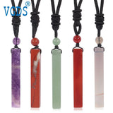 Natural Crystal Quartz Amethyst Good Luck Pendant Charm Healing Necklace