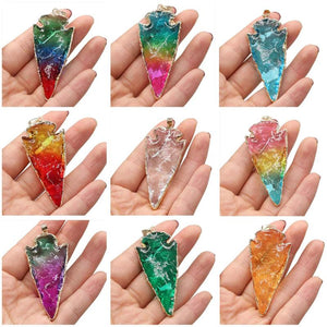 Triangle Natural Quartz Stone Pendant for DIY Necklace