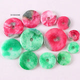 Healing Green Jade Donut Necklace Pendant 25-50mm Natural Stone Bead Jewelry