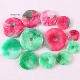 Healing Green Jade Donut Necklace Pendant 25-50mm Natural Stone Bead Jewelry
