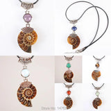 Ammonite Conch Shell Crystal Stone Pendant Bead