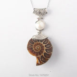 Ammonite Conch Shell Crystal Stone Pendant Bead