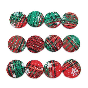 20Pcs Checkered Snowflake Christmas Fabric Buttons Diy Jewelry Accessories
