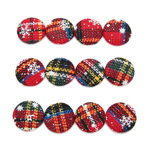 20Pcs Checkered Snowflake Christmas Fabric Buttons Diy Jewelry Accessories