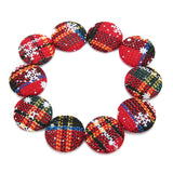 20Pcs Checkered Snowflake Christmas Fabric Buttons Diy Jewelry Accessories
