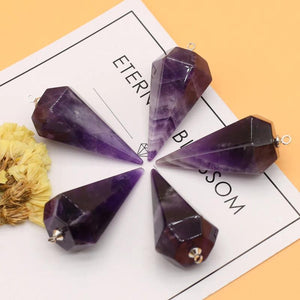 Hexahedron Amethyst Crystal Pendant for Jewelry Making