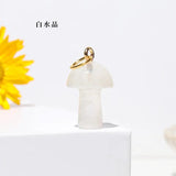 Crystal Mushroom Pendant Necklace Vintage Natural Stone Chain Necklaces