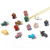 Crystal Mushroom Pendant Necklace Vintage Natural Stone Chain Necklaces