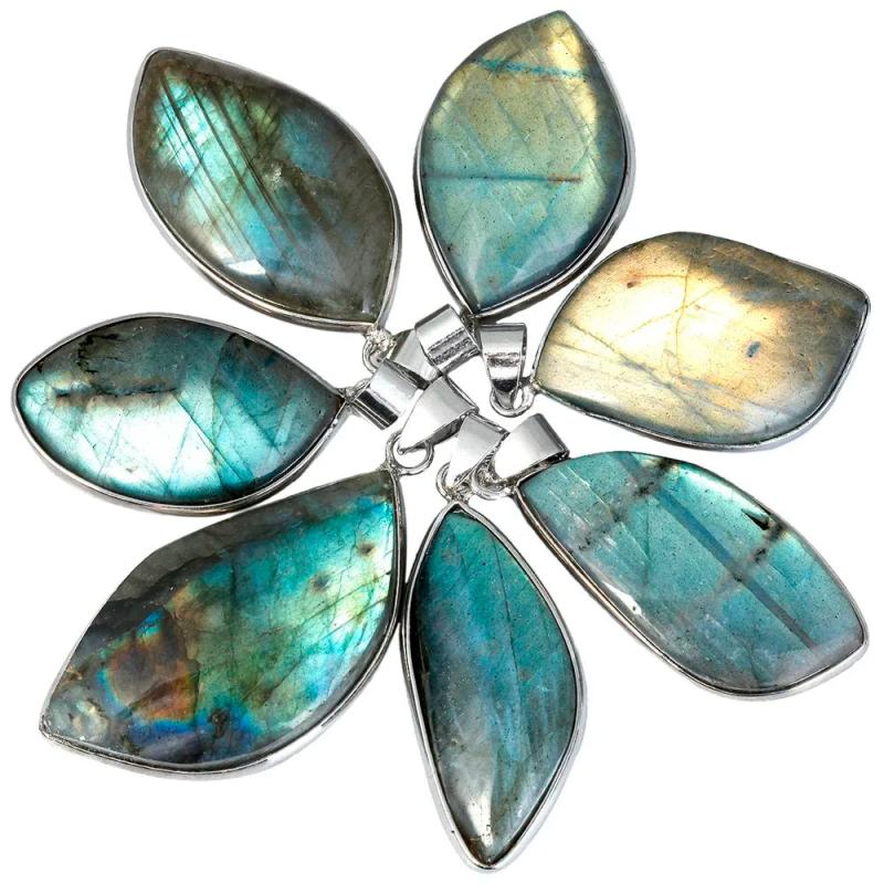 Labradorite Stone Pendant with Chain Healing Gemstone Necklace