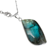 Labradorite Stone Pendant with Chain Healing Gemstone Necklace