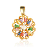 3pcs Geometric Yoga Lotus CZ Pendant Heart Brass Charms