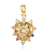 3pcs Geometric Yoga Lotus CZ Pendant Heart Brass Charms