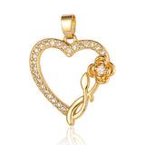 3pcs Geometric Yoga Lotus CZ Pendant Heart Brass Charms