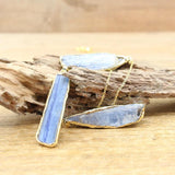 Kyanite Slice Pendant Necklace, Quartz Stone Stick Charm, Boho Jewelry