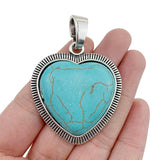 2Pcs Antique Silver Turquoise Stone Charms for Necklace Making