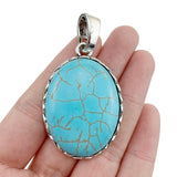 2Pcs Antique Silver Turquoise Stone Charms for Necklace Making