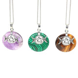 Crystal Triple Goddess Pentacle Moon Pendant Natural Stone Necklace