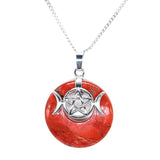 Crystal Triple Goddess Pentacle Moon Pendant Natural Stone Necklace