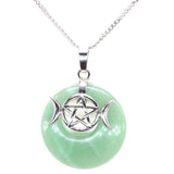 Crystal Triple Goddess Pentacle Moon Pendant Natural Stone Necklace
