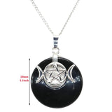 Crystal Triple Goddess Pentacle Moon Pendant Natural Stone Necklace