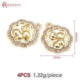 18K Brass Zircon Rabbit Charms Pendants Jewelry Making Accessories