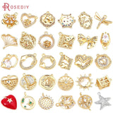 18K Brass Zircon Rabbit Charms Pendants Jewelry Making Accessories