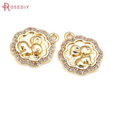 18K Brass Zircon Rabbit Charms Pendants Jewelry Making Accessories