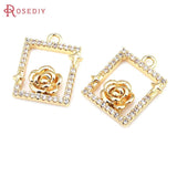 18K Brass Zircon Rabbit Charms Pendants Jewelry Making Accessories