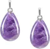 Natural Stone Amethyst Droplet Pendant Necklace