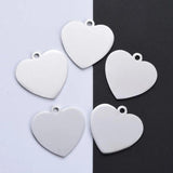 5pcs 304 Stainless Steel Heart Pendants Stamping Tags 33x34x1.8mm