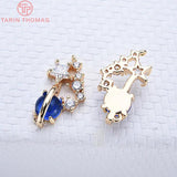 2PCS 19x10MM Brass Zircon Hollow Pendants DIY Jewelry Findings