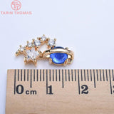 2PCS 19x10MM Brass Zircon Hollow Pendants DIY Jewelry Findings