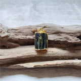 Green Tourmaline Pendant: Golden Plated Crystal Accessory PD413