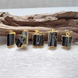 Green Tourmaline Pendant: Golden Plated Crystal Accessory PD413