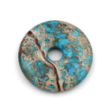 Natural Sea Sediment Stone & Pyrite Donut Pendant Bead Necklace 50x8mm