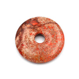 Natural Sea Sediment Stone & Pyrite Donut Pendant Bead Necklace 50x8mm