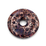 Natural Sea Sediment Stone & Pyrite Donut Pendant Bead Necklace 50x8mm