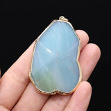 Natural Stone Amazonite Pendant Necklace Accessory 35x53mm