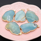 Natural Stone Amazonite Pendant Necklace Accessory 35x53mm