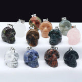 Skull Head Natural Stone Pendant for Jewelry Making