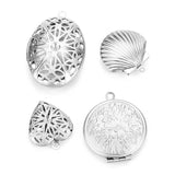 2Pcs Stainless Steel Shell Shape Locket Pendant For Necklace