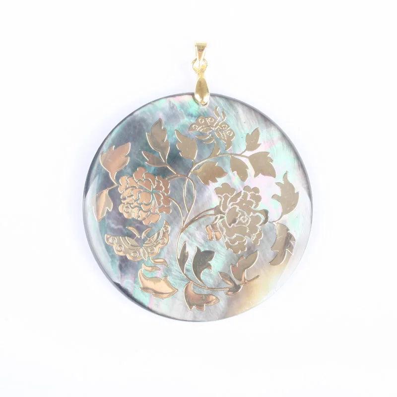 Mother of Pearl Shell Bead Pendant Golden Yellow 1 PCS