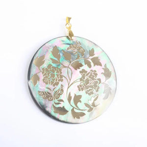 Mother of Pearl Shell Bead Pendant Golden Yellow 1 PCS