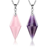 Crystal Quartz 12 Faceted Stone Pendant Healing Chakra Pointed Reiki Pendant