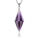 Crystal Quartz 12 Faceted Stone Pendant Healing Chakra Pointed Reiki Pendant