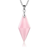 Crystal Quartz 12 Faceted Stone Pendant Healing Chakra Pointed Reiki Pendant