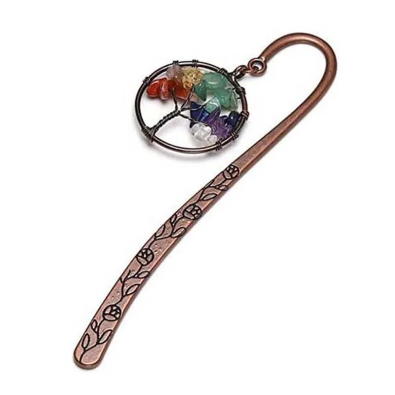 7 Chakra Quartz Crystal Beads Tree Of Life Stone Bookmark