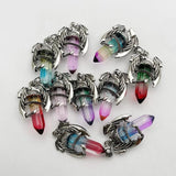 Amethyst Dragon Man Necklace Gem Stone Healing Crystal Pendant